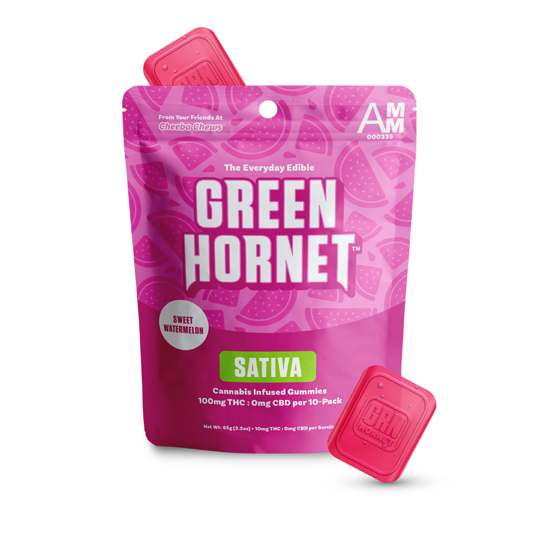 Green Hornet Gummies - Watermelon - Sativa - 100mg (10 x 10mg)